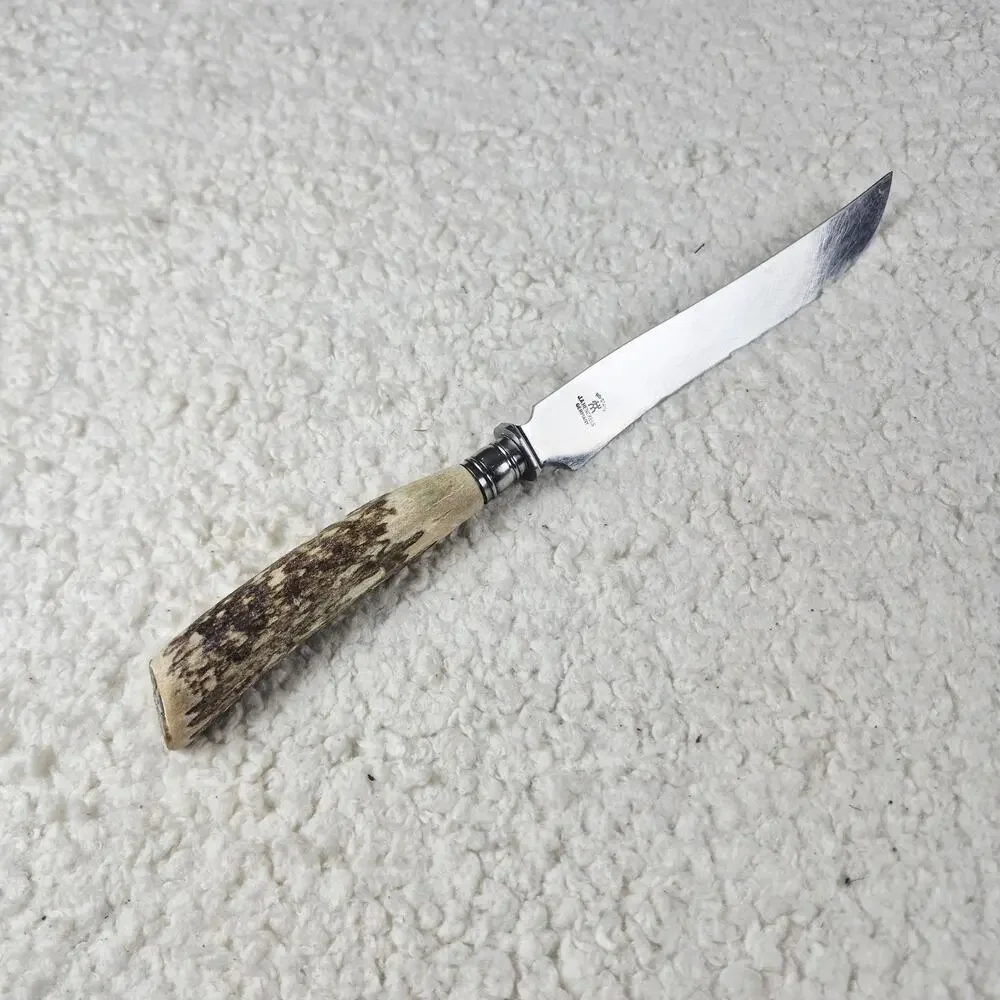 J.A. Henckels Germany No Stain Steak Knife Stag Antler Handle 6” Blade VTG